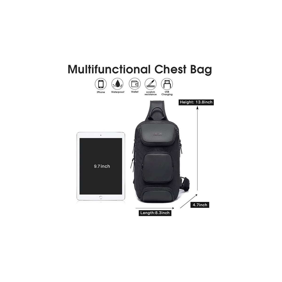 Bange Ανδρική Τσάντα Στήθους crossbody 7086 Μαύρη